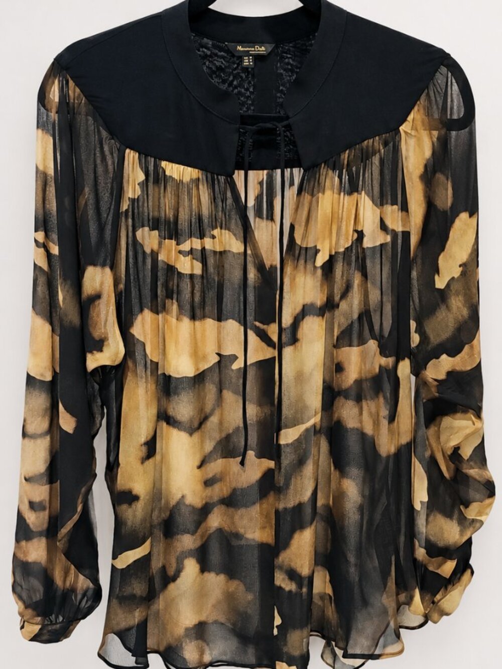 Massimo Dutti Sheer Balloon Sleeve Blouse | Quiet Luxury | Size M | EUC
